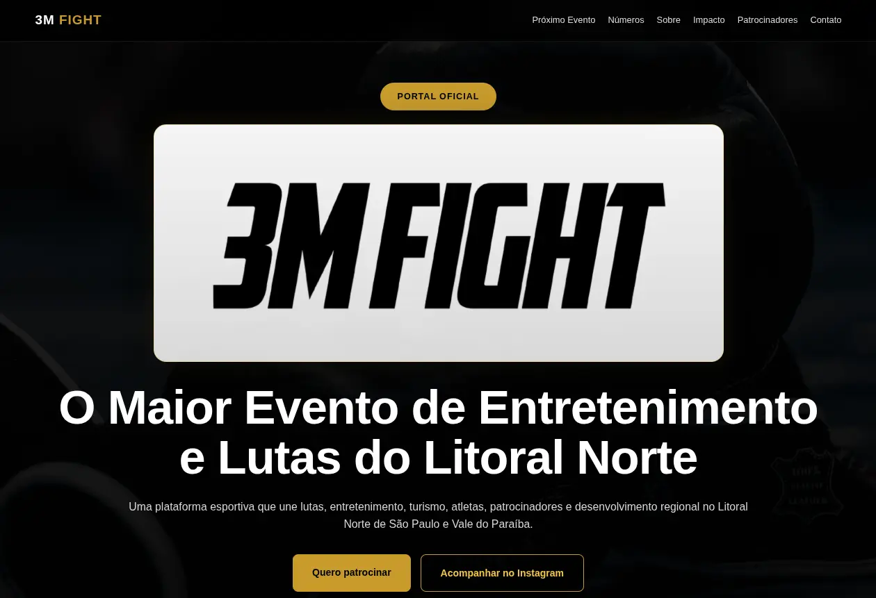 Página inicial do portal 3M Fight